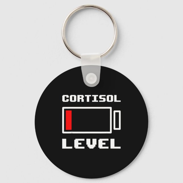 Funny low battery cortisol level running out meme  key ring (Front)