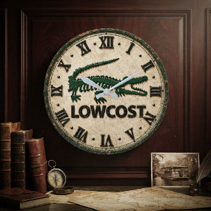 Funny Lowcost Alligator Rustic Crocodile Farmhous Large Clock