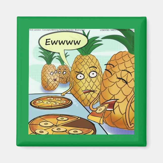 Funny LTCartoons Pineapple Pizza Comic Fridge Magnet (Front)