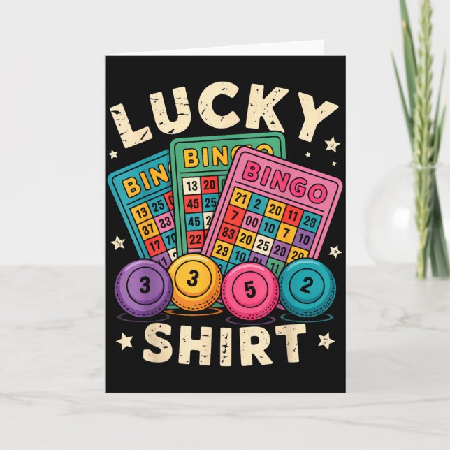 Funny Lucky Bingo Funny Gambling Bingo Player Men  Card (Front)