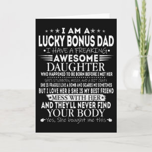 Funny Lucky Bonus Dad Tee From Awesome Daughter Fa Card