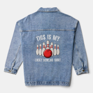 Funny LUCKY BOWLING  Team Vintage Retro Denim Jacket