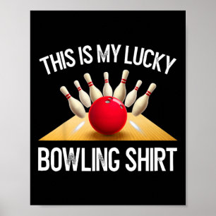 Funny Lucky Bowling Team Vintage Retro Gift Tee Poster