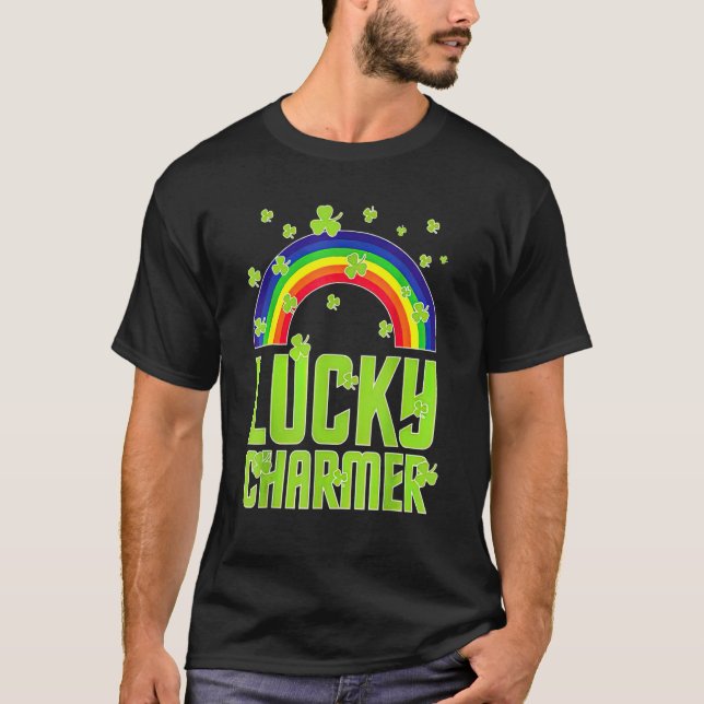 funny Lucky Charmer shamrock charm St patricks day T-Shirt (Front)