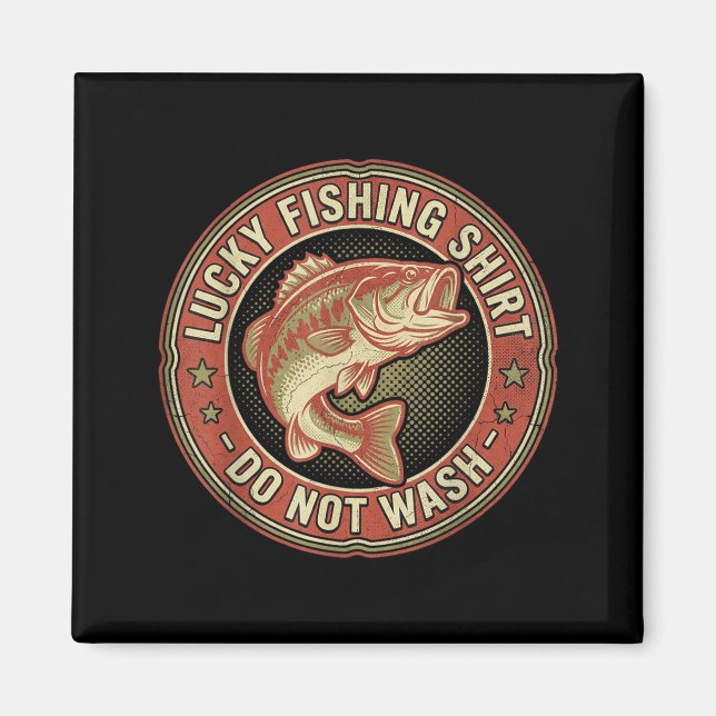 Funny Lucky Fishing Gift Vintage Retro Fish Magnet (Front)