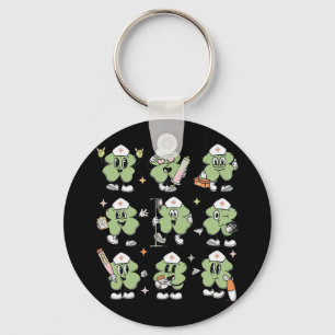 Funny Lucky Shamrock Nurse St Pattys Day Icu Nursi Key Ring
