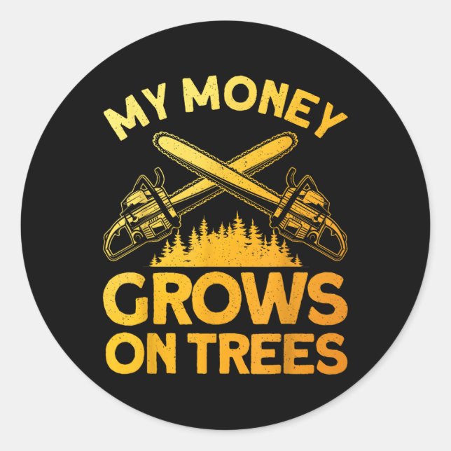Funny Lumberjack Art For Men Tree Cutter Saw Logge Classic Round Sticker (Front)
