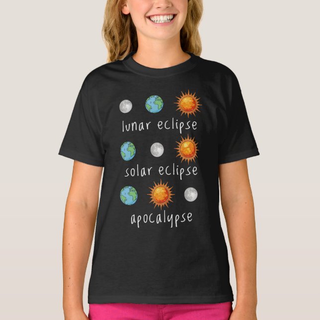Funny Lunar Solar Eclipse Apocalypse T-Shirt (Front)