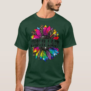 Funny Lunch Lady Sunflower Leopard Tie Dye Back To T-Shirt