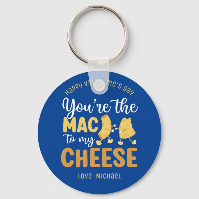 Funny Mac and Cheese Cute Valentine's Day Key Ring (Front)