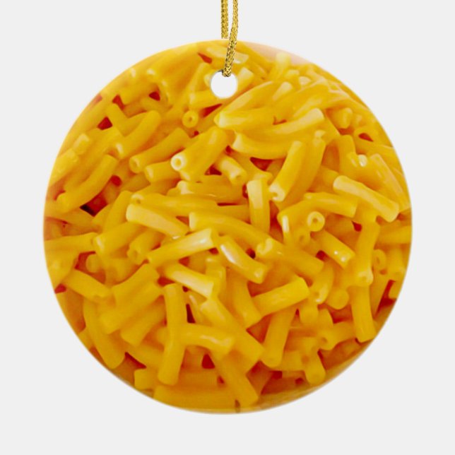 Funny Mac and Cheese Gag Gift Food Christmas Ceramic Tree Decoration (Front)