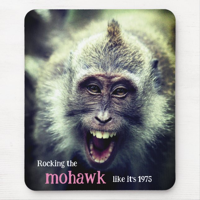 Funny macaque monkey photo mouse mat (Front)