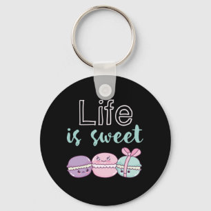 Funny Macaroon Puns Life is Sweet Key Ring