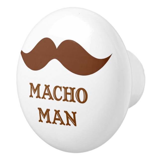 Funny Macho Man Moustache Ceramic Knob (Right)