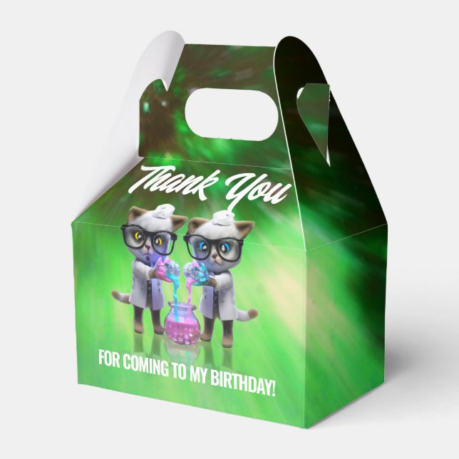 Funny Mad Cat Scientists Purrfect Birthday Favour Box (Front Side)