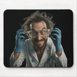 Funny Mad Scientist Crazy Laboratory Gaming Mouse Mat