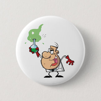 Funny Mad Scientist Holding Green Potion 6 Cm Round Badge