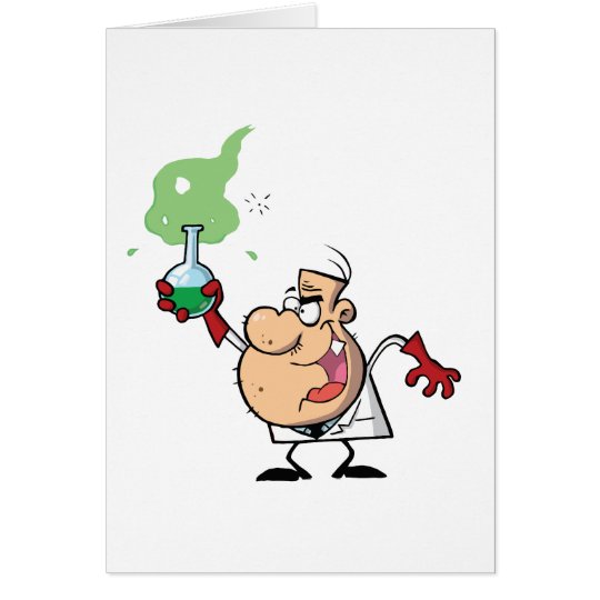 Funny Mad Scientist Holding Green Potion Card