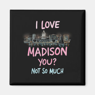 Funny Madison Wisconsin Night Skyline Vintage Magnet
