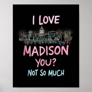Funny Madison Wisconsin Night Skyline Vintage Tank Poster