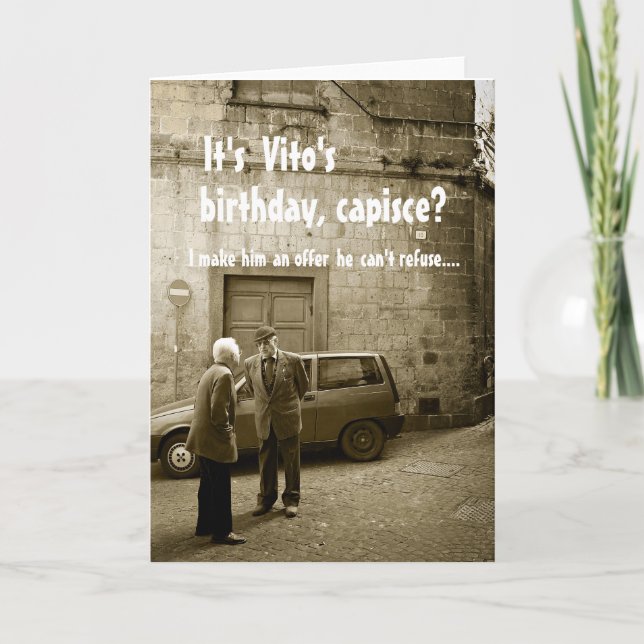 Funny mafia birthday customisable greeting card (Front)