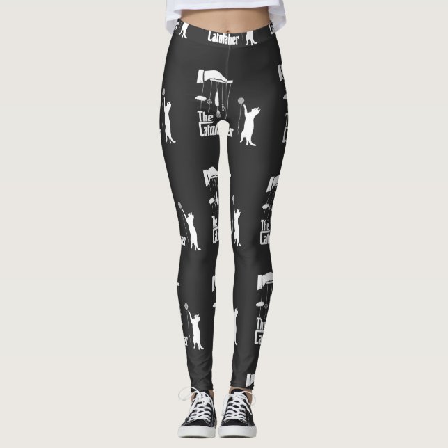 Funny Mafia Cat Parody Graphic Tee Leggings (Front)