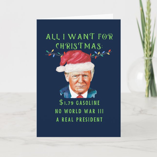 Funny MAGA Conservative Donald Trump Anti Biden Holiday Card (Front)