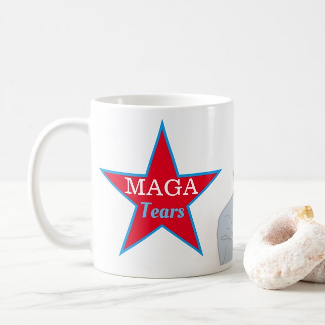 Funny MAGA Tears Trump Clown Political Coffee Mug (With Donut)