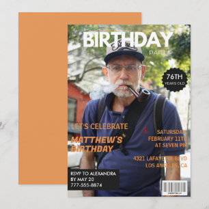 Funny Magazine Editorial Photo 76th birthday Invitation