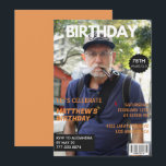 Funny Magazine Editorial Photo 78th birthday Invitation<br><div class="desc">Funny Orange Magazine Editorial Photo 78th birthday Invitation</div>
