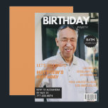 Funny Magazine Editorial Photo 84th birthday Invitation<br><div class="desc">Funny Orange Magazine Editorial Photo 84th birthday Invitation</div>