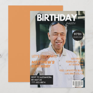 Funny Magazine Editorial Photo 97th birthday Invitation