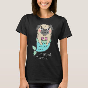 Funny Magical Merpug Mermaid Pug Dog Tail T-Shirt