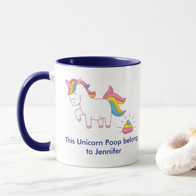 Funny Magical Unicorn Poop Custom Personalised Mug (With Donut)