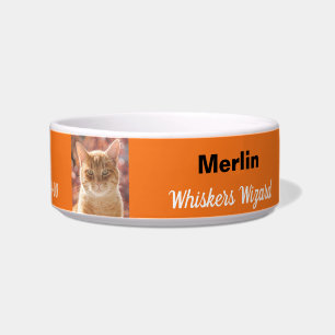 Funny Magical Whiskers Wizard Birthday Orange Cat Bowl