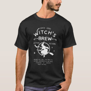Funny Magical Witch Flying Brew Coffee Halloween T-Shirt