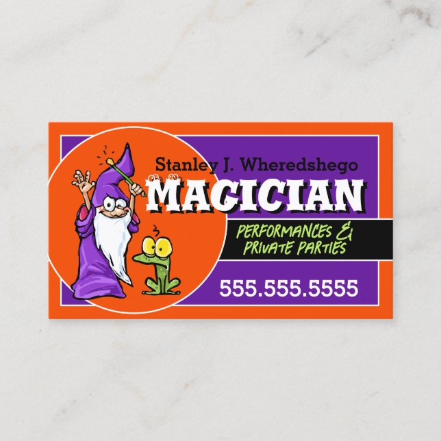 Funny Magician Illusionist Magic Party Performer Business Card (Front)