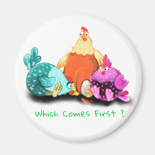 Funny Magnet Chickens Waiting Egg To Hatch