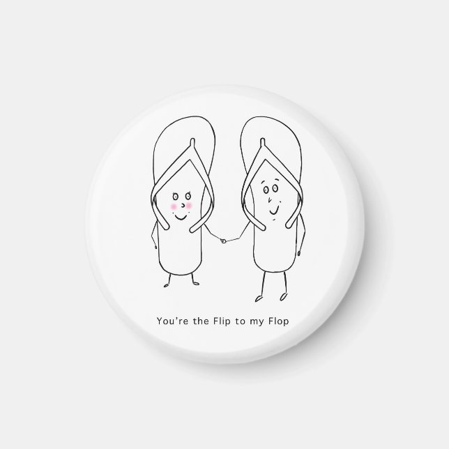 Funny magnet, cute couple, flip flop magnet  (Front)