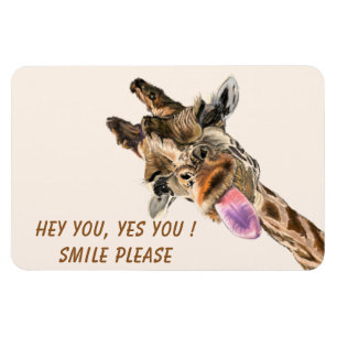 Funny Magnet Gift Playful Giraffe - Smile