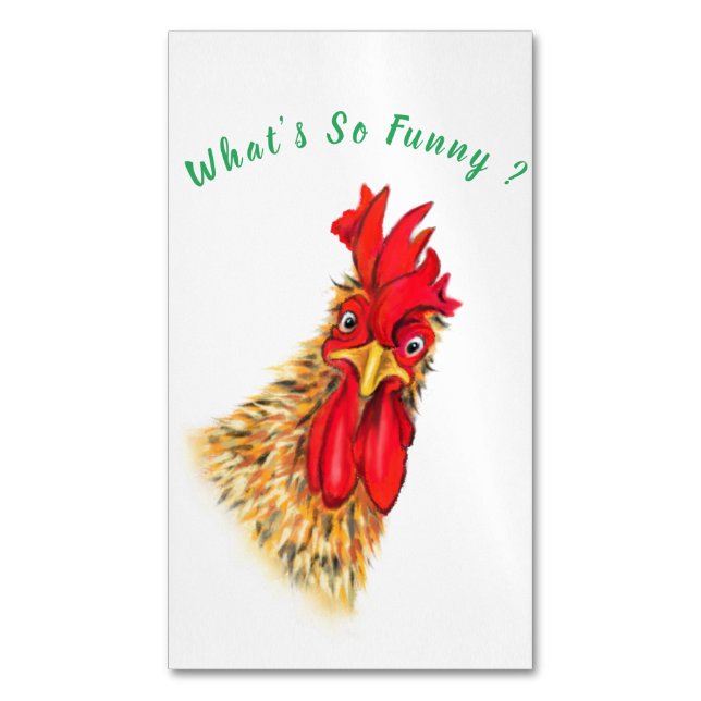 Funny Magnet Surprised Rooster - Custom Text (Front Vertical)