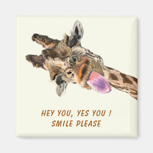 Funny Magnet with Plauful Giraffe- Smile
