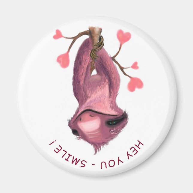 Funny Magnet with Playful Sloth Smile Custom Text (Front)