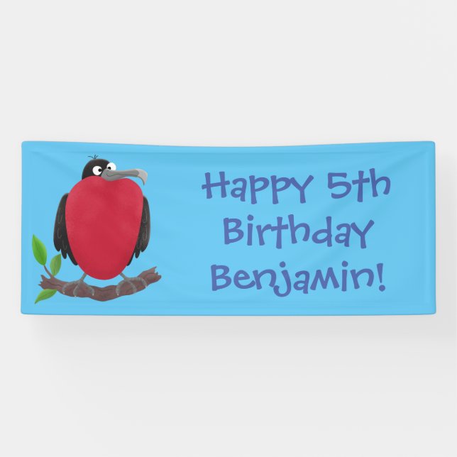 Funny magnificent frigate bird cartoon banner (Horizontal)