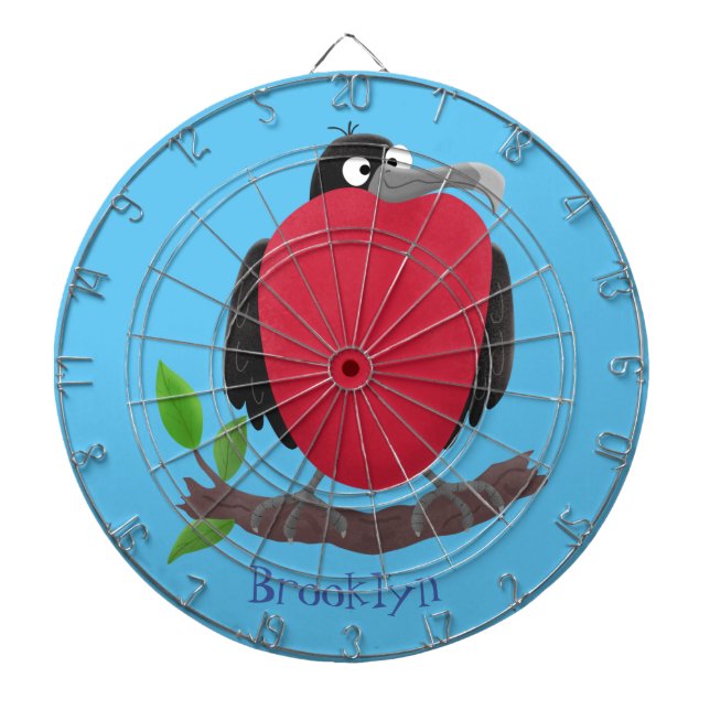 Funny magnificent frigate bird cartoon dartboard (Front)