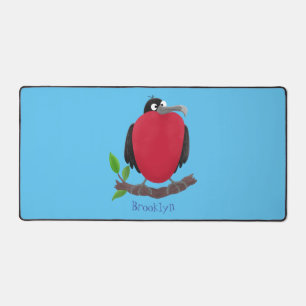 Funny magnificent frigate bird cartoon desk mat