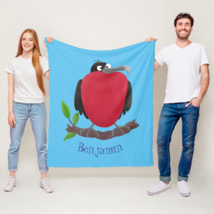 Funny magnificent frigate bird cartoon fleece blanket