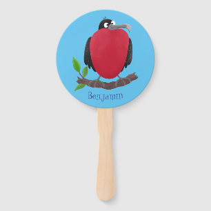 Funny magnificent frigate bird cartoon  hand fan
