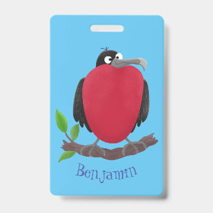 Funny magnificent frigate bird cartoon ID badge