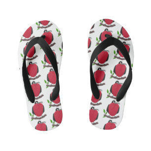 Funny magnificent frigate bird cartoon kid's flip flops